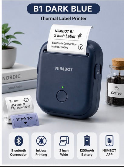 Niimbot B1/B1 PRO Thermal Label Printer Wireless Self-adhesive Bluetooth Inkless Label Maker for Business Price-Tag Sticker