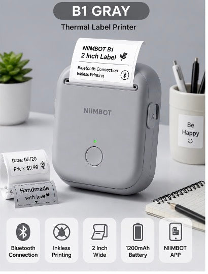 Niimbot B1/B1 PRO Thermal Label Printer Wireless Self-adhesive Bluetooth Inkless Label Maker for Business Price-Tag Sticker