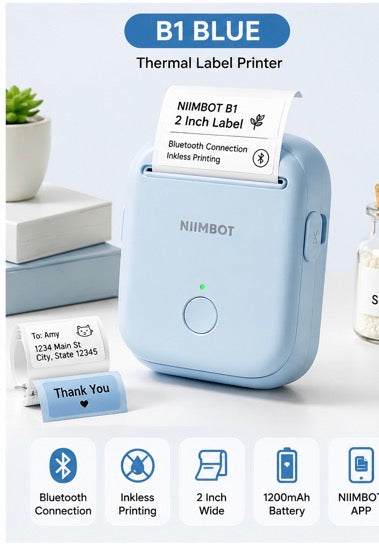 Niimbot B1/B1 PRO Thermal Label Printer Wireless Self-adhesive Bluetooth Inkless Label Maker for Business Price-Tag Sticker