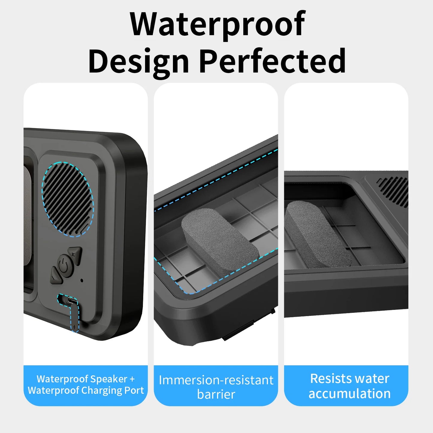 Shower Phone Holder with Wireless Bluetooth Speaker Waterproof Shower Phone Case Wall Mounted Stand for Bathroom Mirror