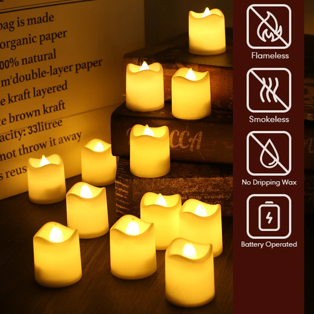 24Pcs Flameless LED Candle Lights Creative Wishing Led Tea Lamp Warm White Halloween Wedding Christmas Decoration Candle Light