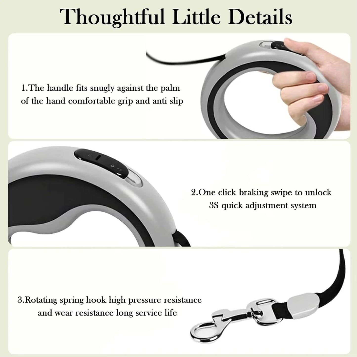 Retractable Dog Lead Heavy-Duty Extendable Dog Leads Strong Nylon Tape Leash One-Handed Brake Lock Tangle-Free Design for Small