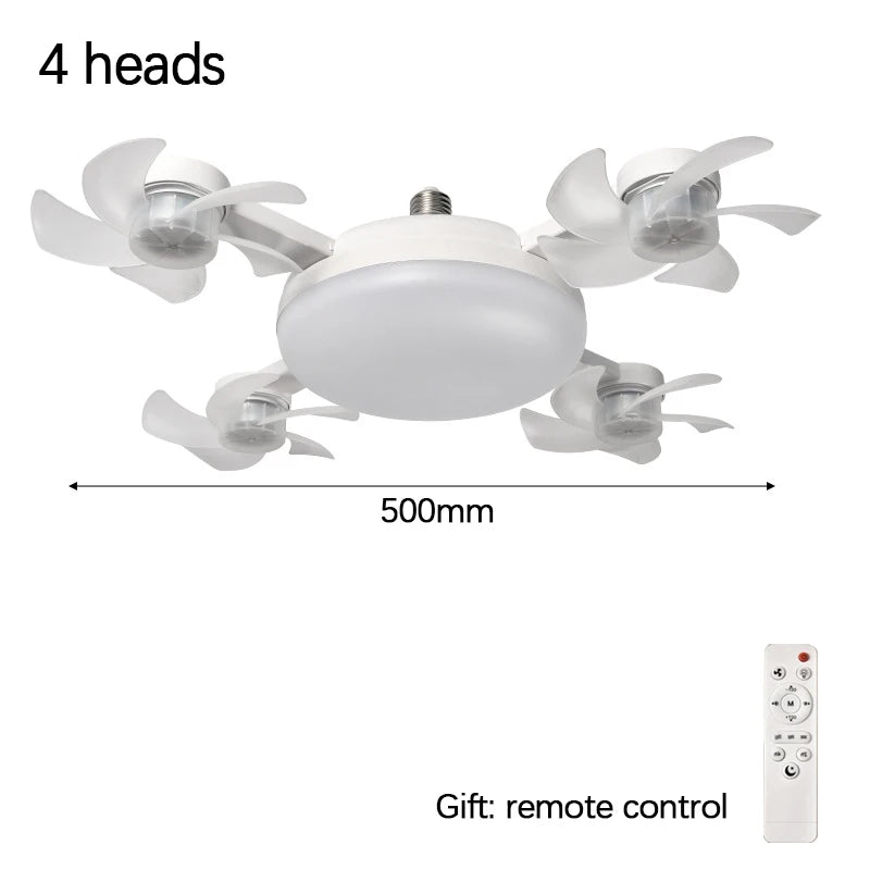 E27 LED Ceiling Fan Light with Remote Control Dimmer Function 50 60W Ceiling Light Drone Shaped Fan Light for  lighting
