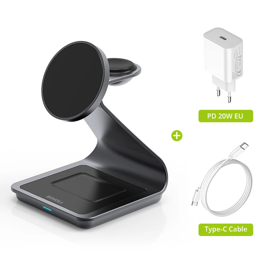 Magnetic 3 in 1 Wireless Charger for iPhone 17/16/15/13/14/12 30W Wireless Charging Station for Apple Watch/AirPods Pro