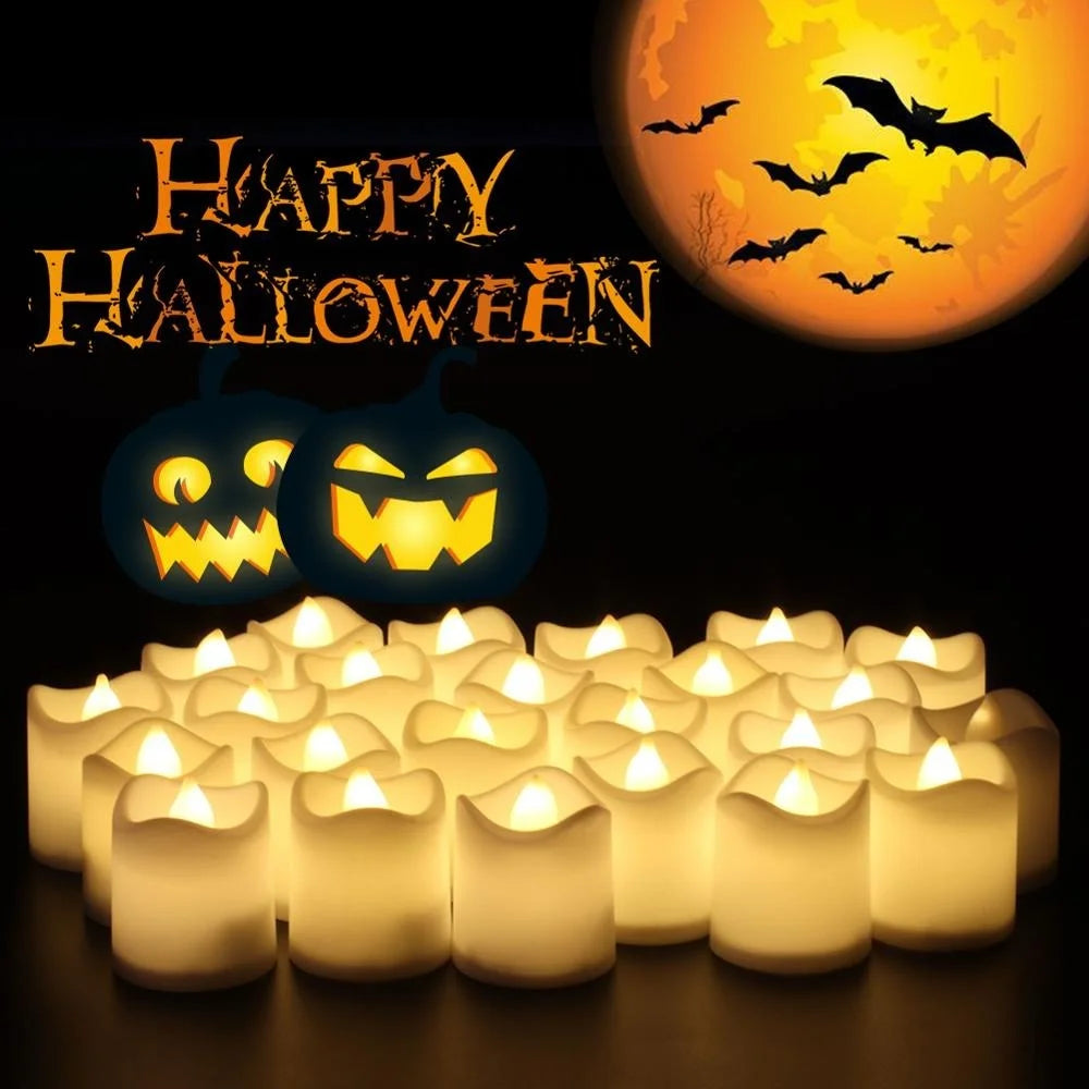 24Pcs Flameless LED Candle Lights Creative Wishing Led Tea Lamp Warm White Halloween Wedding Christmas Decoration Candle Light