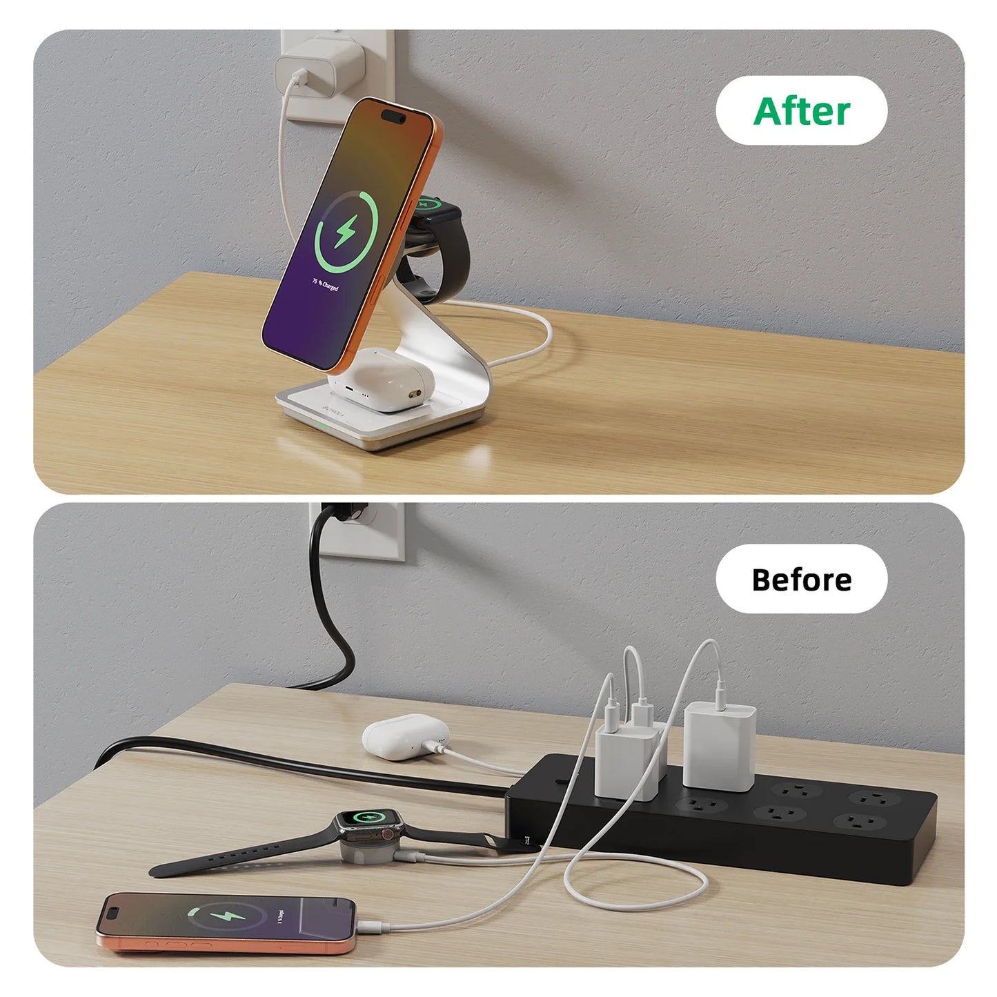 Magnetic 3 in 1 Wireless Charger for iPhone 17/16/15/13/14/12 30W Wireless Charging Station for Apple Watch/AirPods Pro