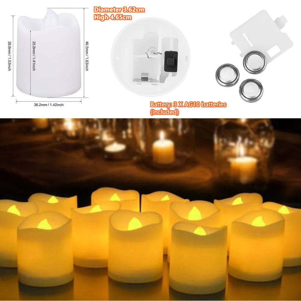 24Pcs Flameless LED Candle Lights Creative Wishing Led Tea Lamp Warm White Halloween Wedding Christmas Decoration Candle Light