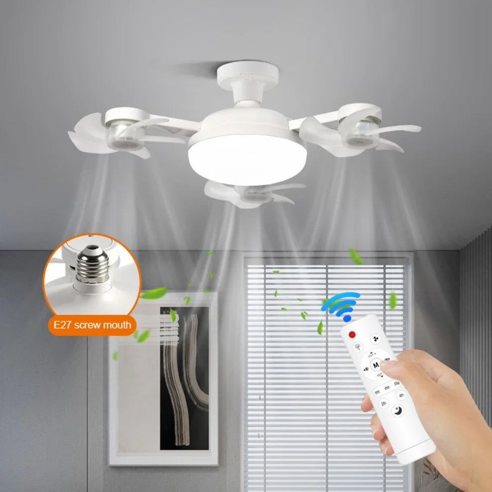 E27 LED Ceiling Fan Light with Remote Control Dimmer Function 50 60W Ceiling Light Drone Shaped Fan Light for  lighting