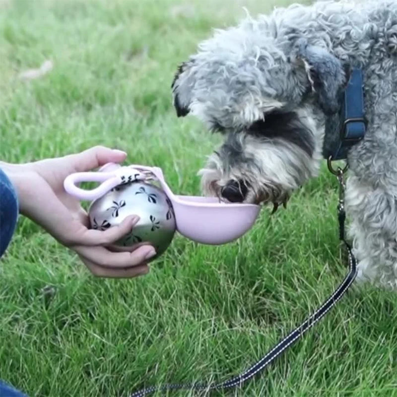 Portable Outdoor Pet Stainless Steel Water Cup Dog Water Bottle with Bowl for Cat 304 Stainless Steel Safe Food-Grade Silicone