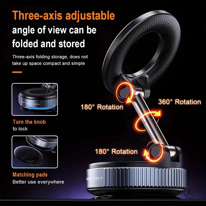 Round Folding Magnetic Car Holder 360 Degree Rotatable Mobile Phone Bracket Mount Strong Magnet Support For iPhone Samsung Stand