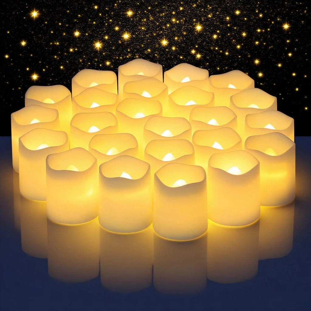 24Pcs Flameless LED Candle Lights Creative Wishing Led Tea Lamp Warm White Halloween Wedding Christmas Decoration Candle Light