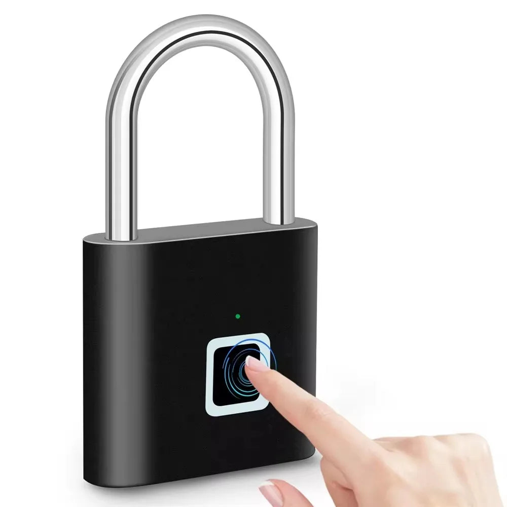 Fingerprint Lock Keyless USB Charging Smart Padlock Waterproof Door Lock 0.2sec Unlock Portable Anti-theft Padlock Zinc