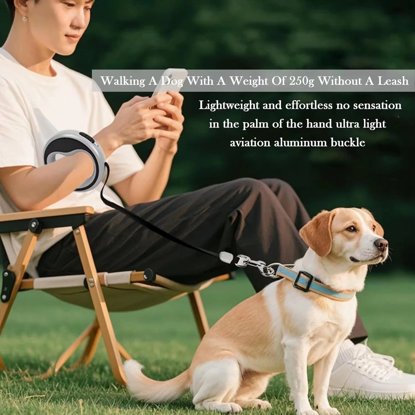 Retractable Dog Lead Heavy-Duty Extendable Dog Leads Strong Nylon Tape Leash One-Handed Brake Lock Tangle-Free Design for Small