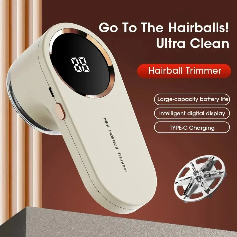 Portable Electric Lint Remover with LED Display Rechargeable Sweater Shaver Household Clothes Hair Ball Trimmer