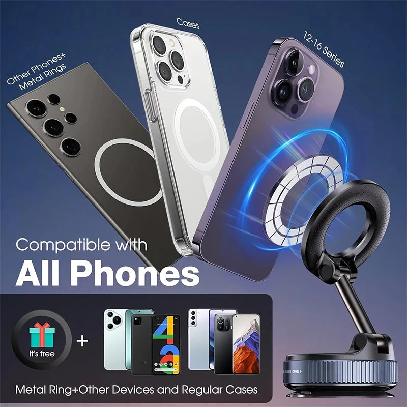 Round Folding Magnetic Car Holder 360 Degree Rotatable Mobile Phone Bracket Mount Strong Magnet Support For iPhone Samsung Stand