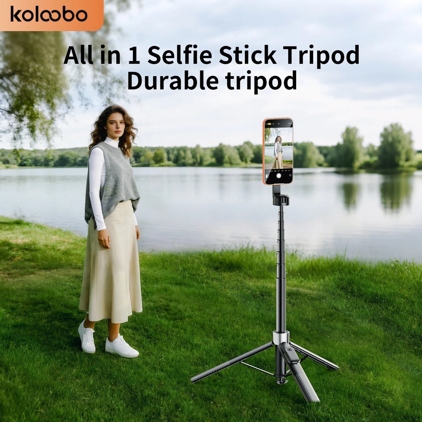 1.8m Extendable Double-sided Magnetic Phone Selfie Stick with Remote Auto-Open Tripod for iPhone 17/16/15 Live Streaming Vlog