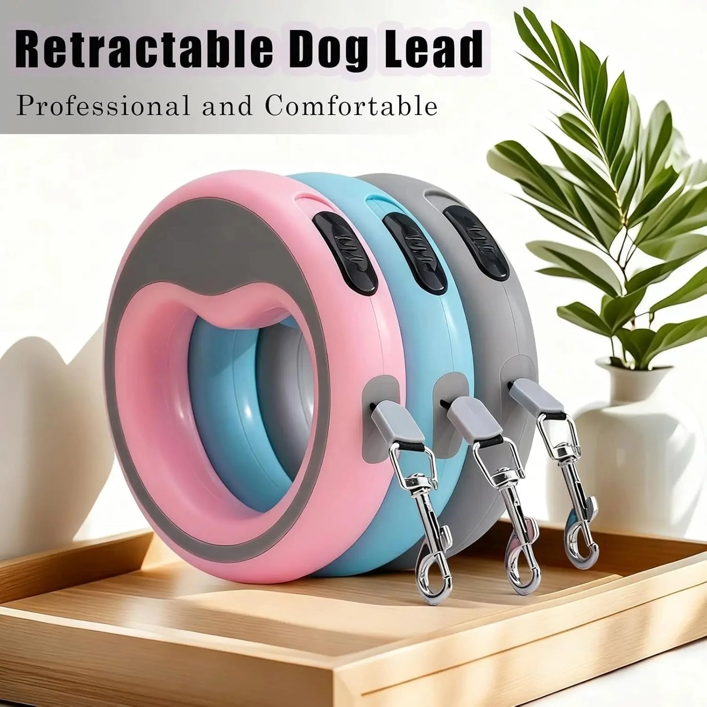 Retractable Dog Lead Heavy-Duty Extendable Dog Leads Strong Nylon Tape Leash One-Handed Brake Lock Tangle-Free Design for Small