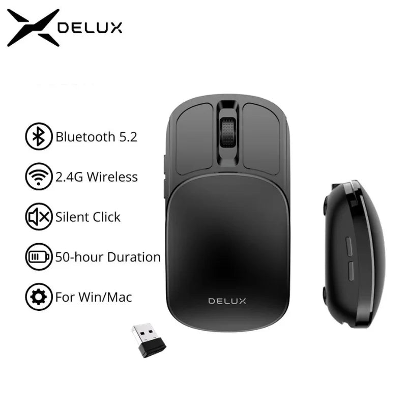 Pocket Folding Mouse Wireless 2.4G Bluetooth5.2 Silent Click Portable Ultra-light 55g for MacBook Tablet Computer PC Mice