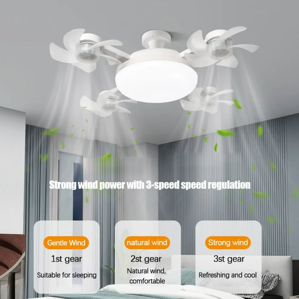 E27 LED Ceiling Fan Light with Remote Control Dimmer Function 50 60W Ceiling Light Drone Shaped Fan Light for  lighting
