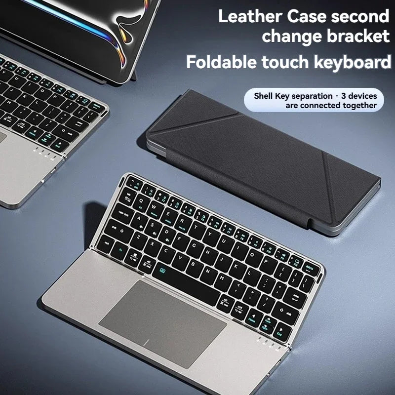 Foldable Magnetic Keyboard Folding Bluetooth Keyboard with Touchpad External Wireless Keyboard for Ipad/iphone/android/windows