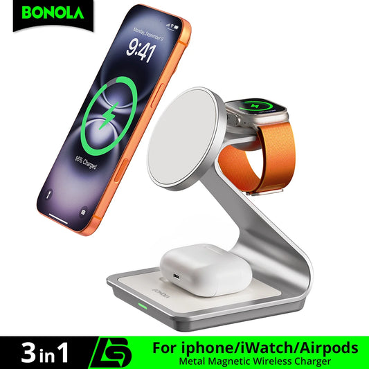 Magnetic 3 in 1 Wireless Charger for iPhone 17/16/15/13/14/12 30W Wireless Charging Station for Apple Watch/AirPods Pro