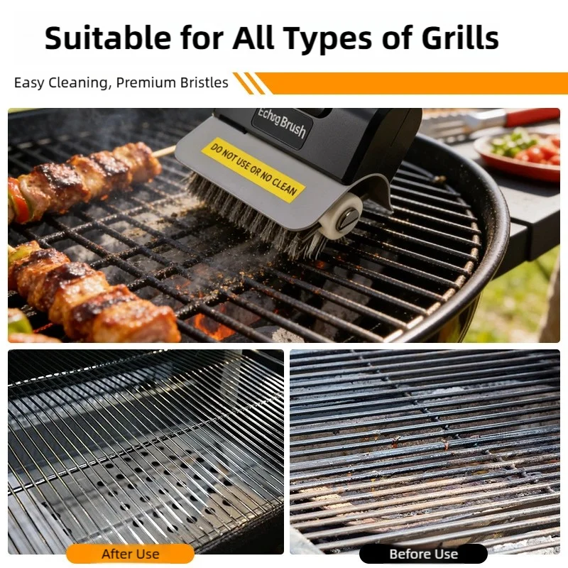 Electric Stainless Steel BBQ Brush Rechargeable Wireless Cleaning Brush Outdoor Cleaning Brush Grill Brush