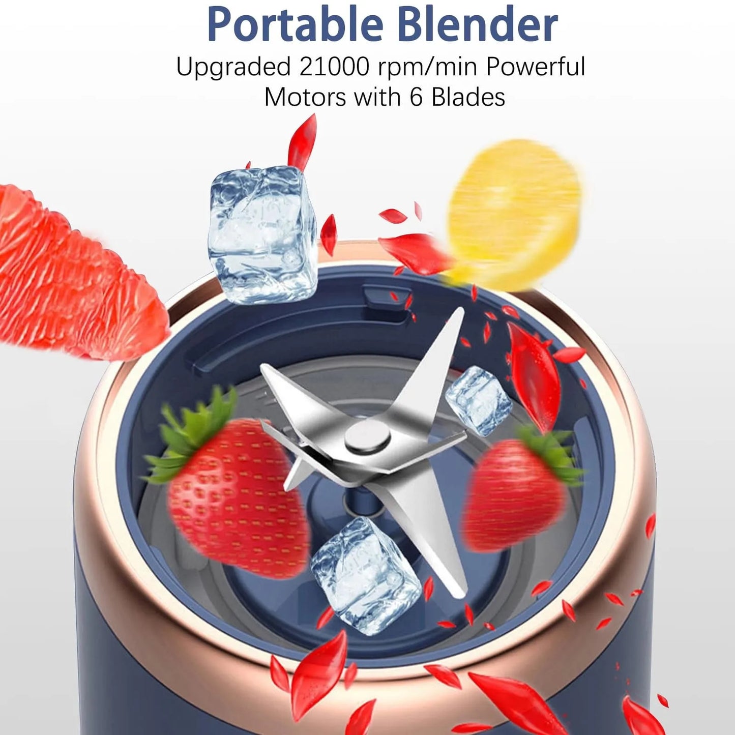 Personal Blender for Shakes and Smoothies Portable Fruit Juicer USB Rechargeable（Blue）