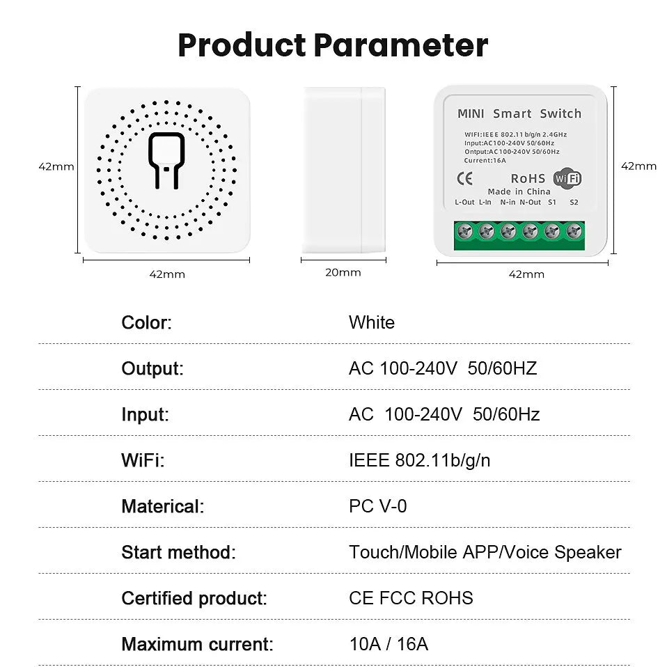 WiFi Switch Smart Life App 2 Way Control Smart Home Automation Module Interruptor Work for Alexa Google Home