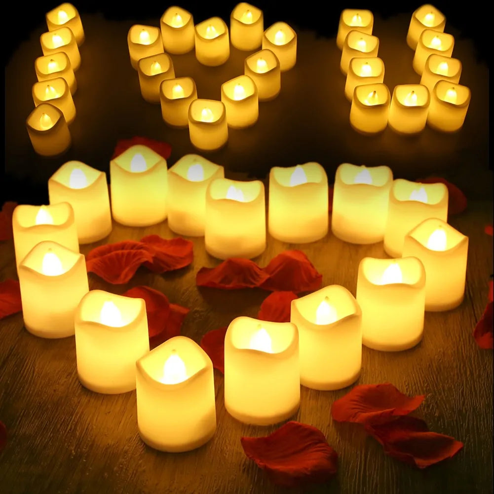 24Pcs Flameless LED Candle Lights Creative Wishing Led Tea Lamp Warm White Halloween Wedding Christmas Decoration Candle Light