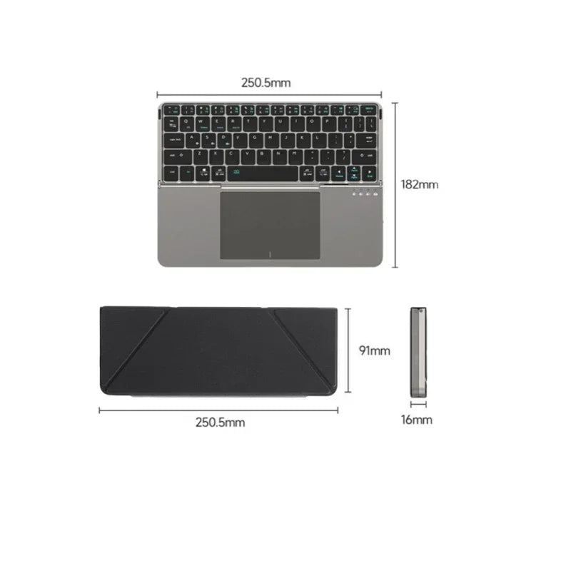 Foldable Magnetic Keyboard Folding Bluetooth Keyboard with Touchpad External Wireless Keyboard for Ipad/iphone/android/windows