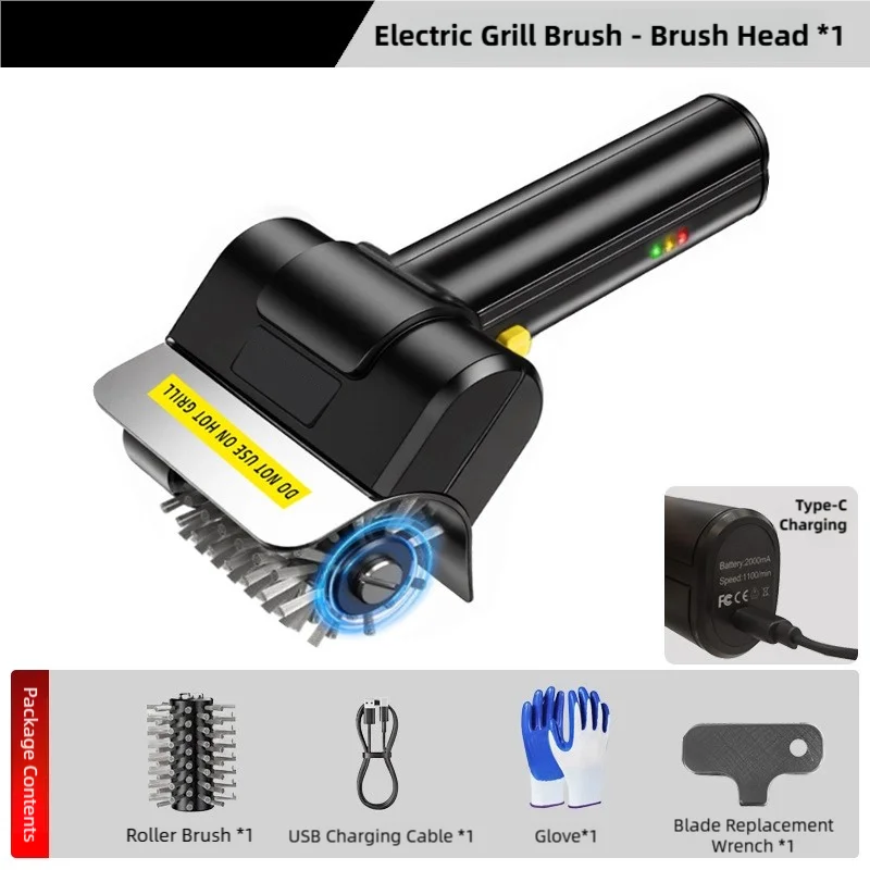 Electric Stainless Steel BBQ Brush Rechargeable Wireless Cleaning Brush Outdoor Cleaning Brush Grill Brush