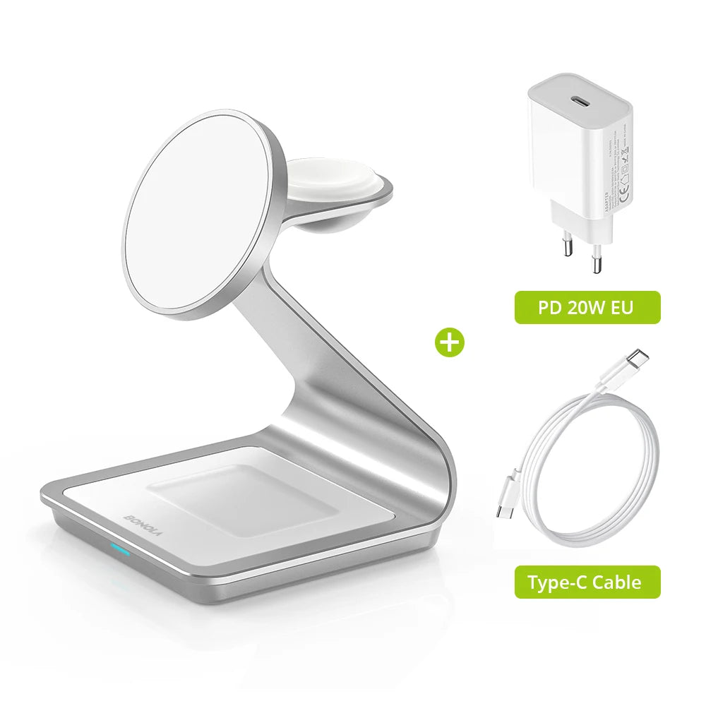 Magnetic 3 in 1 Wireless Charger for iPhone 17/16/15/13/14/12 30W Wireless Charging Station for Apple Watch/AirPods Pro
