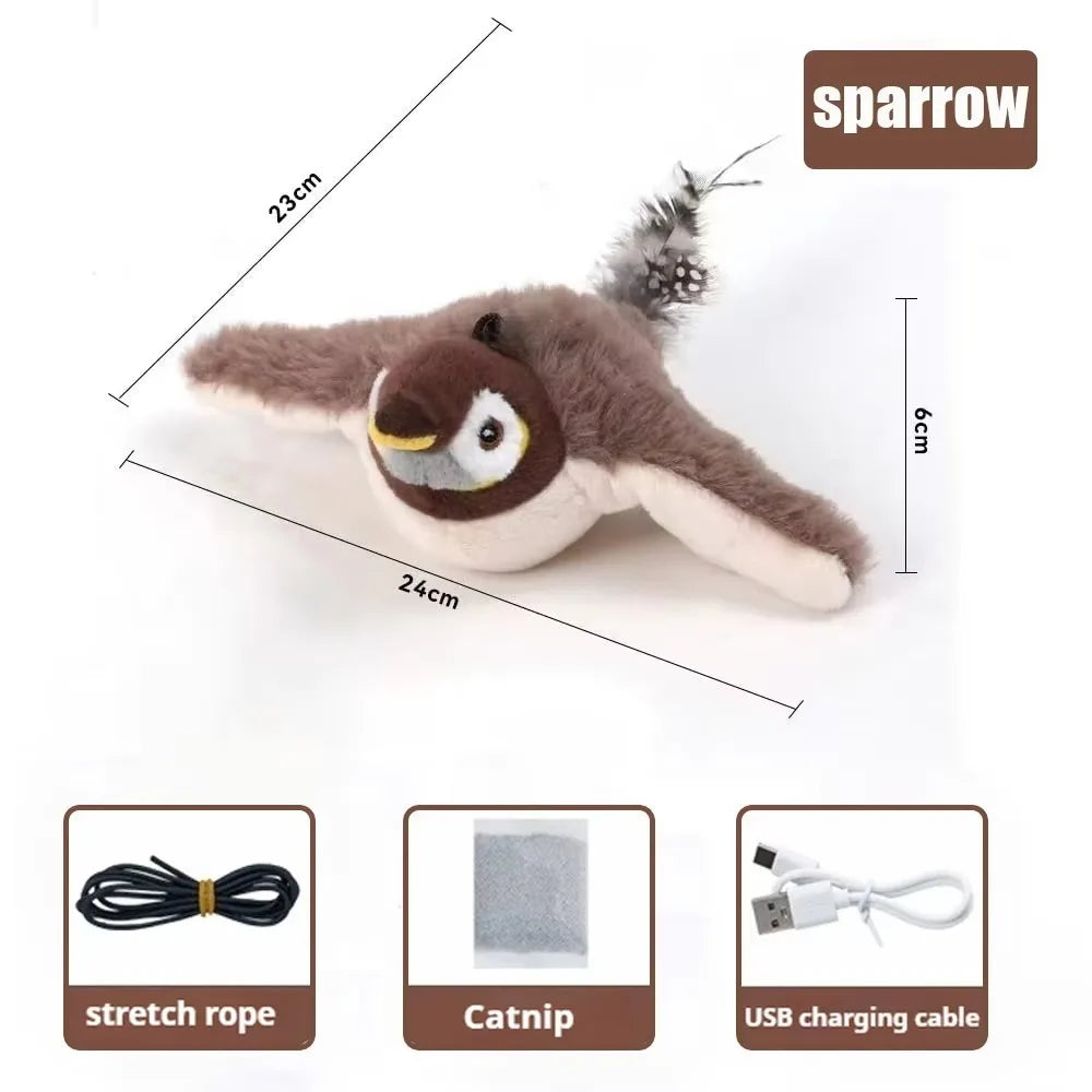 Flying Bat Halloween Cat Toy Interactive Cat Toys Rechargeable Chirping Flapping bat (no Flying) Can Add Catnip Touch Plush Toy
