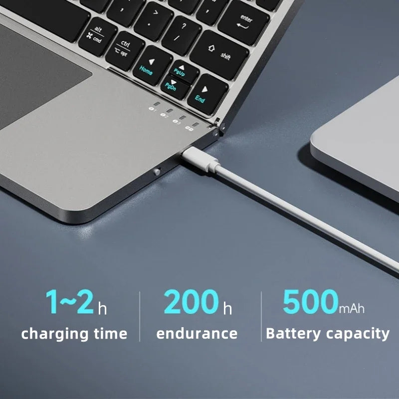 Foldable Magnetic Keyboard Folding Bluetooth Keyboard with Touchpad External Wireless Keyboard for Ipad/iphone/android/windows