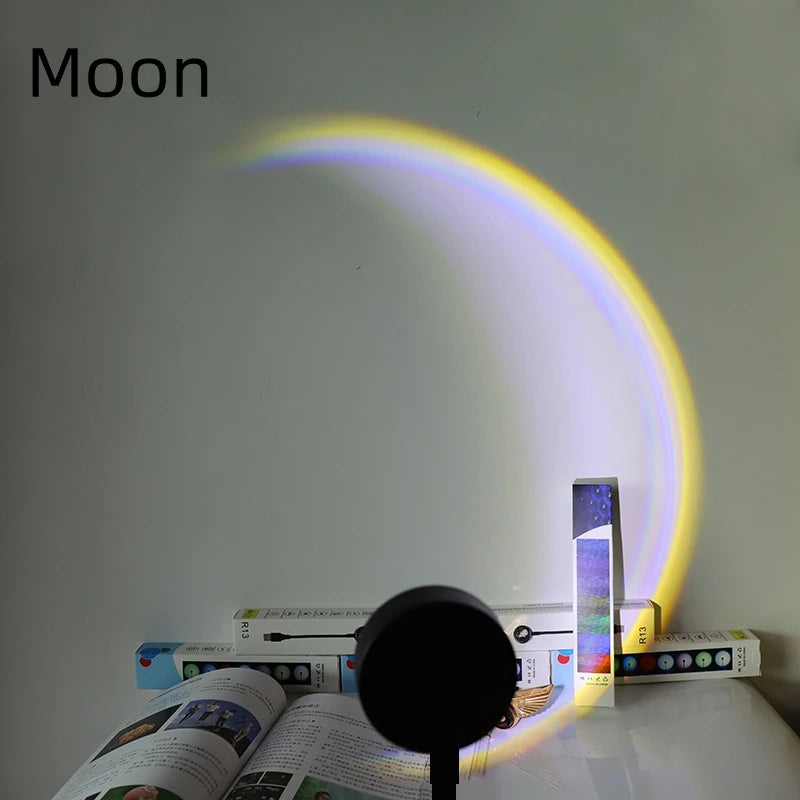 USB Sunset Light Lamp Self Photography Light LED Rainbow Neon Night Light Projector Photography Wall Atmosphere Light