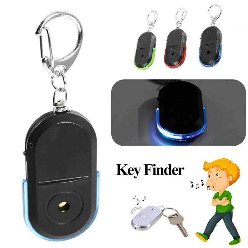 Portable Car Key Finder Anti-Lost Key Finder Smart Find Locator Keychain Whistle Beep Sound Control LED Torch